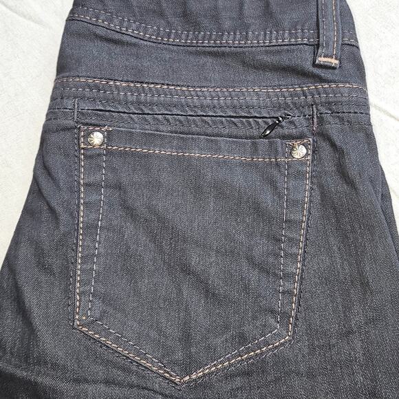 Athleta Dark Wash Stretchy Crop Jeans Extra Back Zip Pocket Size 8 - Picture 4 of 11